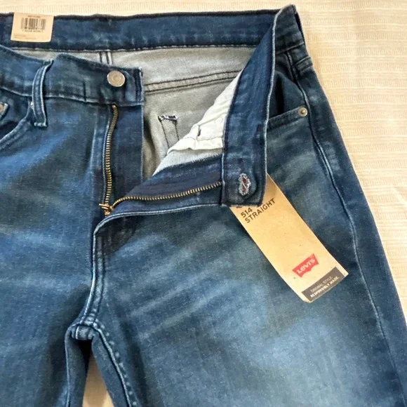 Levis 514 Straight Fit Mens Jeans 32x30 Dark Wash Stretch Denim New NWT - Picture 4 of 10